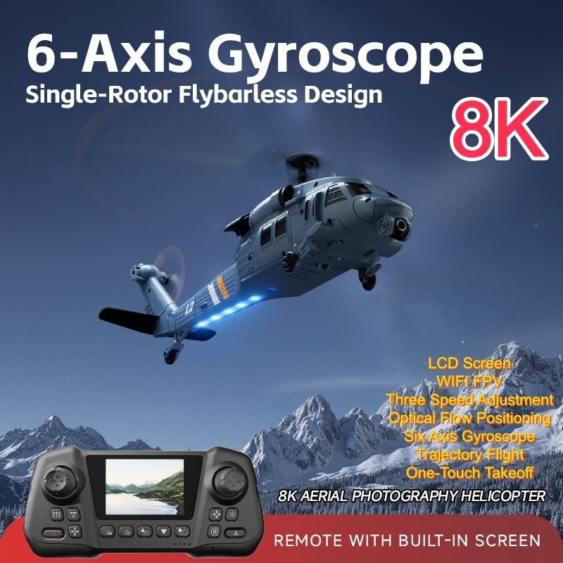 Rc Helicopter Single Rotor - Helicóptero Militar de Controle Remoto com