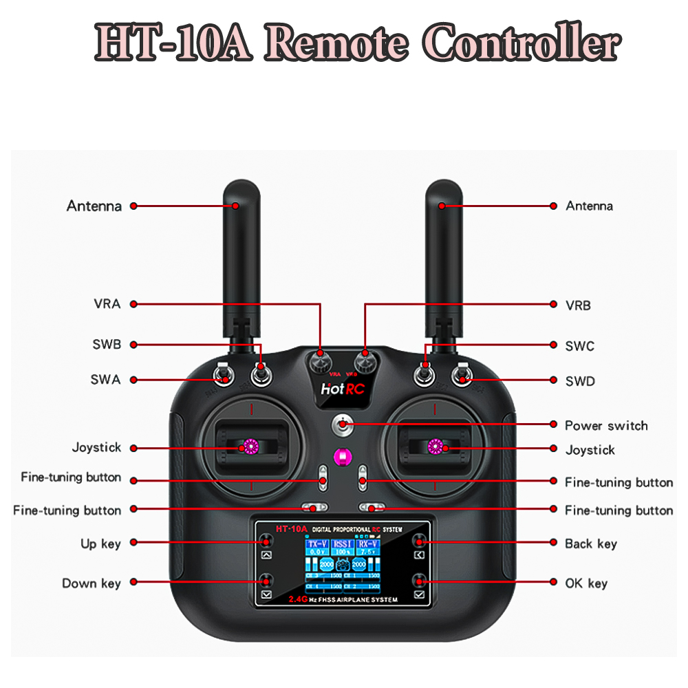 Transmissor Hotrc HT-10A 2.4G  - Rc Helicopter Battery avaliação e preço